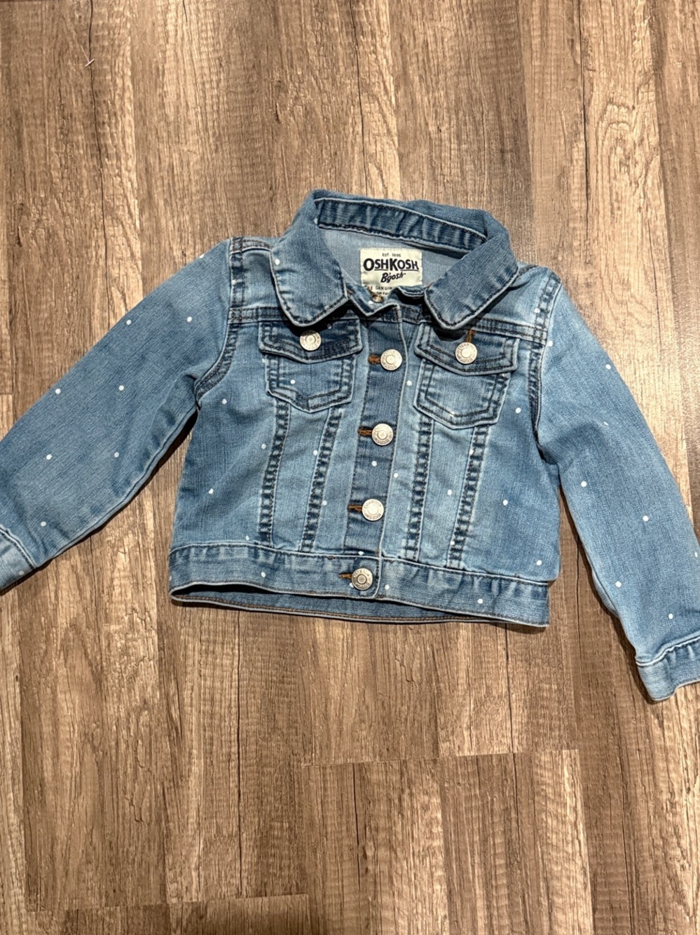 OshKosh B'gosh Medium Blue Denim Jacket with White Dot Accents